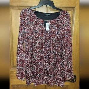 brand new dress barn womens size medium red white black blouse